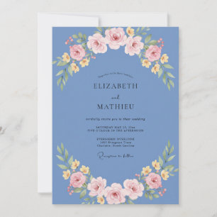 Invitación Boda de ranúnculo de eucalipto rosa de aciano