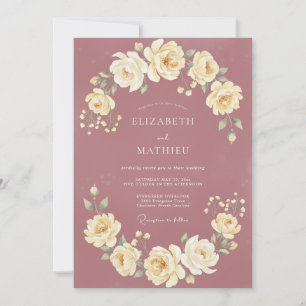 Invitación Boda de ranúnculo de eucalipto rosa polvoriento