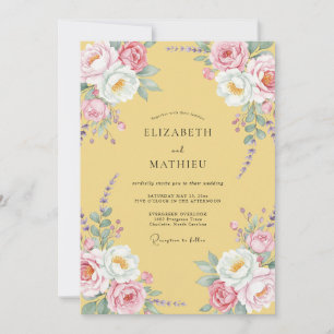 Invitación Boda de ranúnculo de eucalipto rosa suave de mante
