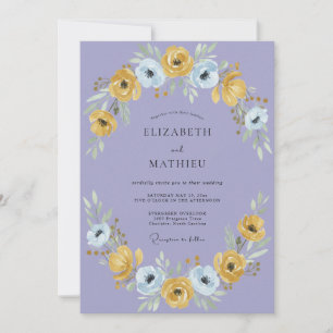 Invitación Boda de ranúnculo de eucalipto vincapervinca dorad