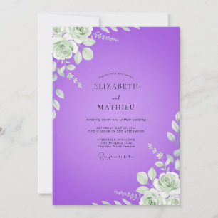 Invitación Boda de ranúnculo de eucalipto violeta