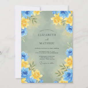 Invitación Boda de ranúnculo de eucalipto y canario de aciano