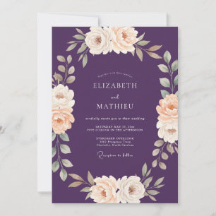 Invitación Boda de ranúnculo de eucalipto y champán amatista