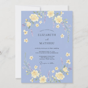 Invitación Boda de ranúnculo de mantequilla de aciano y eucal