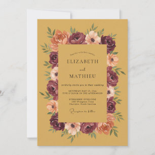 Invitación Boda de ranúnculo de mostaza y eucalipto