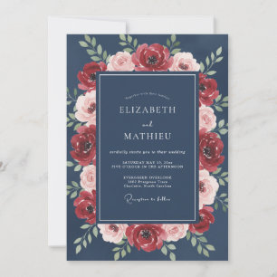 Invitación Boda de ranúnculo escarlata con eucalipto de pizar