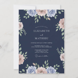Invitación Boda de Ranúnculo Eucalipto a Medianoche
