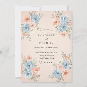 Invitación Boda de ranúnculo eucalipto albaricoque aciano