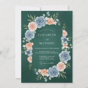 Invitación Boda de ranúnculo eucalipto albaricoque cazador