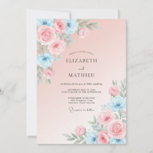 Invitación Boda de Ranúnculo Eucalipto Azul Rubor