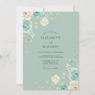 Invitación Boda de ranúnculo eucalipto espuma de mar