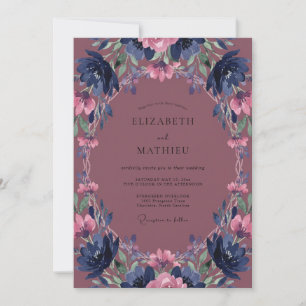 Invitación Boda de Ranúnculo Eucalipto Índigo Malva Lila