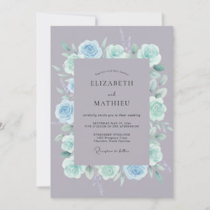 Invitación Boda de Ranúnculo Eucalipto Menta Pizarra