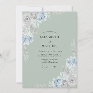 Invitación Boda de ranúnculo eucalipto vincapervinca espuma d