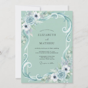 Invitación Boda de ranúnculo filigrana de eucalipto espuma de