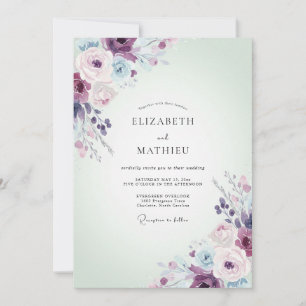 Invitación Boda de Ranúnculo Lila Ciruela Salvia
