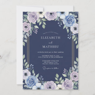 Invitación Boda de Ranúnculo Lila Índigo Salvia