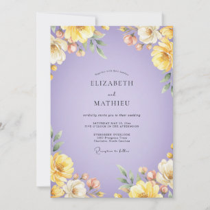 Invitación Boda de ranúnculo salvia amarillo lila