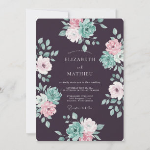 Invitación Boda de Ranúnculo Salvia Menta Ciruela
