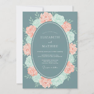 Invitación Boda de Ranúnculo Salvia Menta Pizarra