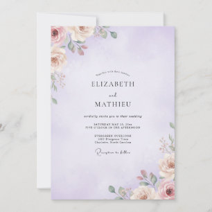 Invitación Boda de ranúnculo salvia púrpura polvorienta
