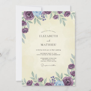 Invitación Boda de ranúnculo y eucalipto con crema antigua ci