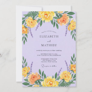 Invitación Boda de ranúnculos amarillos y eucalipto gris de l