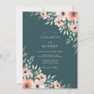 Invitación Boda de ranúnculos de eucalipto albaricoque en piz