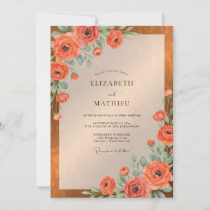 Invitación Boda de ranúnculos de eucalipto ámbar