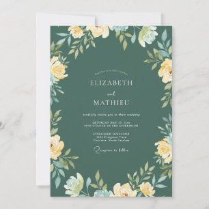 Invitación Boda de ranúnculos de eucalipto azul turquesa prof
