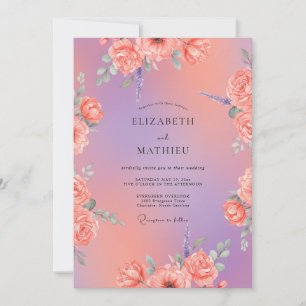 Invitación Boda de ranúnculos de eucalipto con albaricoque vi