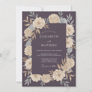 Invitación Boda de ranúnculos de eucalipto con champán malva
