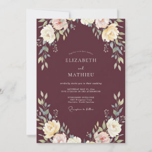 Invitación Boda de ranúnculos de eucalipto con crema de Borgo
