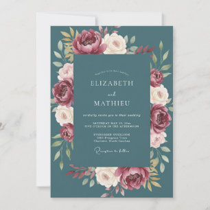 Invitación Boda de ranúnculos de eucalipto con rubor de pizar