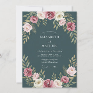 Invitación Boda de ranúnculos de eucalipto en color malva piz