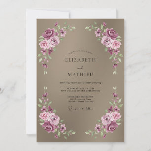 Invitación Boda de ranúnculos de eucalipto malva suave taupe