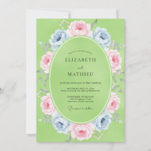 Invitación Boda de ranúnculos de eucalipto pastel de pistacho