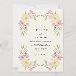 Invitación Boda de ranúnculos de eucalipto rosa mantequilla