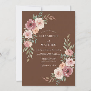 Invitación Boda de ranúnculos de eucalipto rosa polvoriento C