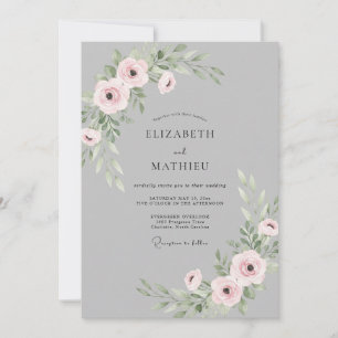 Invitación Boda de ranúnculos de eucalipto rosa polvoriento g
