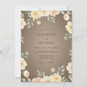 Invitación Boda de ranúnculos de eucalipto taupe de champán