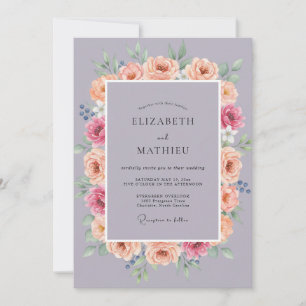 Invitación Boda de Ranunculus de Albaricoque Amatista Silenci