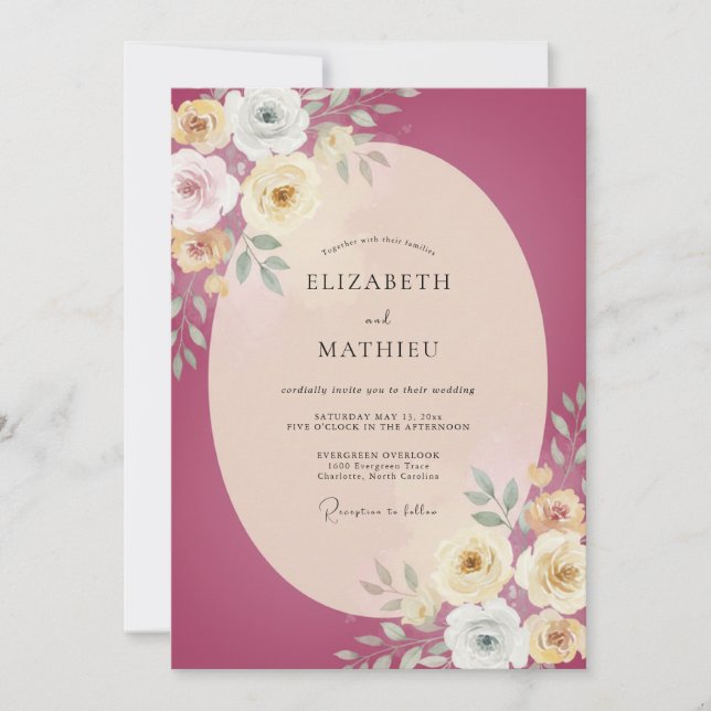 Invitación Boda de Ranunculus de Bayas (Anverso)