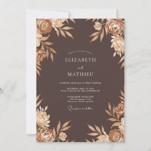 Invitación Boda de Ranunculus de Champán de Chocolate y Eucal