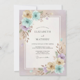 Invitación Boda de Ranunculus de Eucalipto Aqua Champagne
