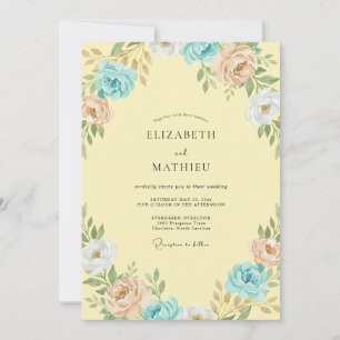 Invitación Boda de Ranunculus de Eucalipto Aqua con Mantequil