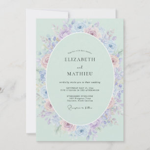 Invitación Boda de Ranunculus de Eucalipto Aqua Menta