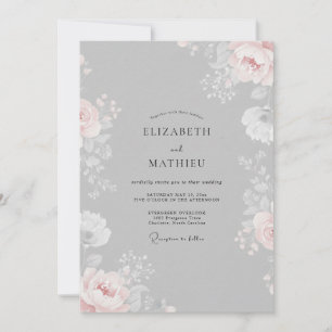 Invitación Boda de Ranunculus de Eucalipto con Rubor de Ceniz