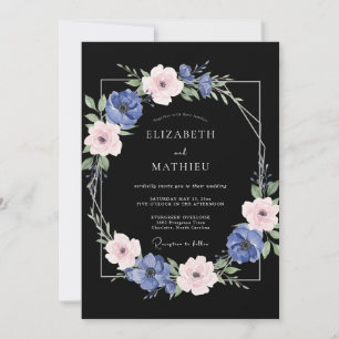 Invitación Boda de Ranunculus de Eucalipto de Violeta Negra