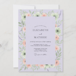 Invitación Boda de Ranunculus de Eucalipto Lila Melocotón